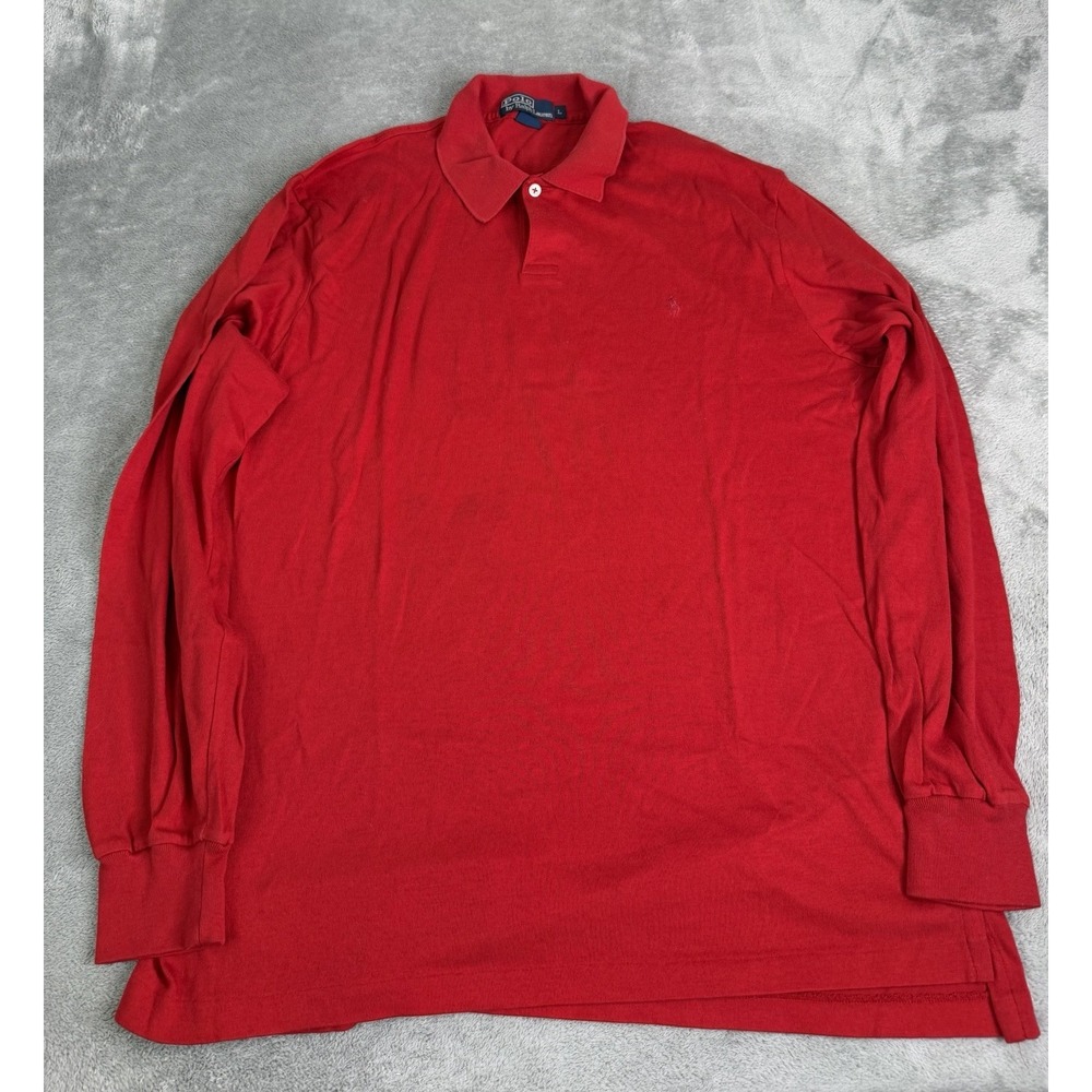 Vintage Polo Ralph Lauren Long Sleeve Polo Shirt Men's Size Large Red